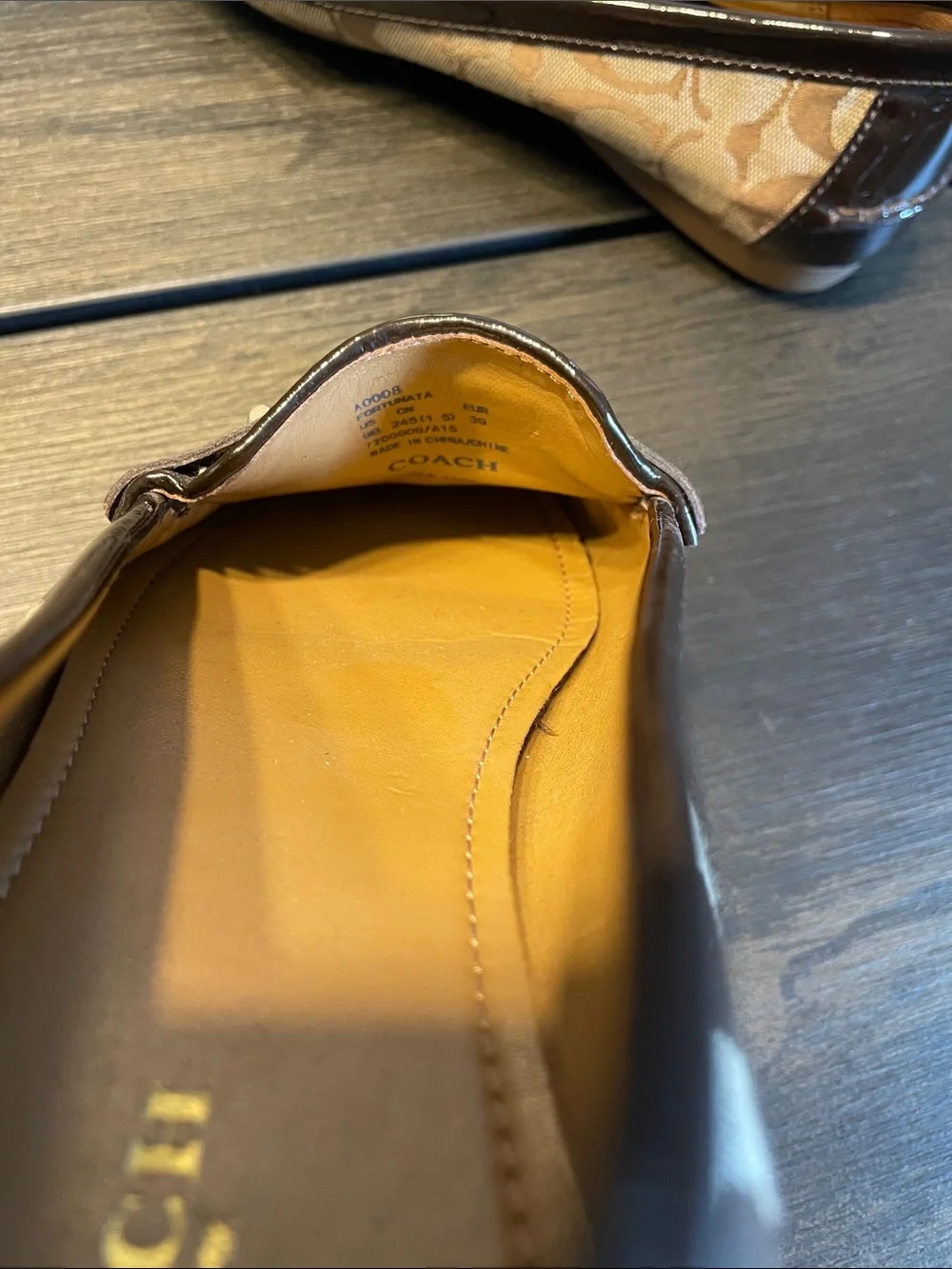 Coach Tan & Brown Signature Canvas Loafers with Metal Bit